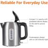 imageAmazon Basics Electric Stainless Steel Kettle for Tea and Coffee BPAFree Fast Boiling Auto ShutOff 18 Quarts 1500W Black and SilverStainless Steel