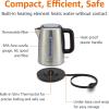 imageAmazon Basics Electric Stainless Steel Kettle for Tea and Coffee BPAFree Fast Boiling Auto ShutOff 18 Quarts 1500W Black and SilverStainless Steel