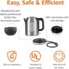 imageAmazon Basics Electric Stainless Steel Kettle for Tea and Coffee BPAFree Fast Boiling Auto ShutOff 18 Quarts 1500W Black and SilverStainless Steel