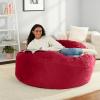 imageAmazon Basics Extra Large Bean Bag Chair Lounger 7 ft Memory Foam Filled Microfiber Cover Pink SolidPink