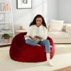imageAmazon Basics Extra Large Bean Bag Chair Lounger 7 ft Memory Foam Filled Microfiber Cover Pink SolidRed
