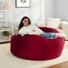 imageAmazon Basics Extra Large Bean Bag Chair Lounger 7 ft Memory Foam Filled Microfiber Cover Pink SolidRed