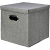 imageAmazon Basics Foldable Burlap Cloth Cube Storage Bin with Lid Stackable and Sturdy Gray Set of 22Pack