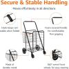 imageAmazon Basics Foldable Shopping Utility Cart with 360Degree Wheels Easy Assembly Black XLarge