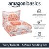 imageAmazon Basics FullQueen Comforter Set with Sheets 7Piece Navy with Grey Plaid Bedding Lightweight Microfiber BedinaBagCoral Medallion