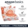 imageAmazon Basics FullQueen Comforter Set with Sheets 7Piece Navy with Grey Plaid Bedding Lightweight Microfiber BedinaBagCoral Medallion