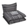 imageAmazon Basics FullQueen Comforter Set with Sheets 7Piece Navy with Grey Plaid Bedding Lightweight Microfiber BedinaBagGray Calvin Stripe