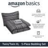 imageAmazon Basics FullQueen Comforter Set with Sheets 7Piece Navy with Grey Plaid Bedding Lightweight Microfiber BedinaBagGray Calvin Stripe