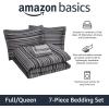 imageAmazon Basics FullQueen Comforter Set with Sheets 7Piece Navy with Grey Plaid Bedding Lightweight Microfiber BedinaBagGray Calvin Stripe