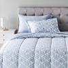imageAmazon Basics FullQueen Comforter Set with Sheets 7Piece Navy with Grey Plaid Bedding Lightweight Microfiber BedinaBagGray Leaf