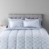 imageAmazon Basics FullQueen Comforter Set with Sheets 7Piece Navy with Grey Plaid Bedding Lightweight Microfiber BedinaBagGray Leaf