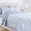 imageAmazon Basics FullQueen Comforter Set with Sheets 7Piece Navy with Grey Plaid Bedding Lightweight Microfiber BedinaBagGray Leaf