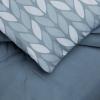 imageAmazon Basics FullQueen Comforter Set with Sheets 7Piece Navy with Grey Plaid Bedding Lightweight Microfiber BedinaBagGray Leaf