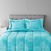 imageAmazon Basics FullQueen Comforter Set with Sheets 7Piece Navy with Grey Plaid Bedding Lightweight Microfiber BedinaBagIndustrial Teal