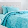 imageAmazon Basics FullQueen Comforter Set with Sheets 7Piece Navy with Grey Plaid Bedding Lightweight Microfiber BedinaBagIndustrial Teal