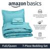 imageAmazon Basics FullQueen Comforter Set with Sheets 7Piece Navy with Grey Plaid Bedding Lightweight Microfiber BedinaBagIndustrial Teal
