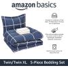 imageAmazon Basics FullQueen Comforter Set with Sheets 7Piece Navy with Grey Plaid Bedding Lightweight Microfiber BedinaBagNavy With Grey Plaid