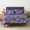 imageAmazon Basics FullQueen Comforter Set with Sheets 7Piece Navy with Grey Plaid Bedding Lightweight Microfiber BedinaBagPurple Floral
