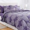 imageAmazon Basics FullQueen Comforter Set with Sheets 7Piece Navy with Grey Plaid Bedding Lightweight Microfiber BedinaBagPurple Floral