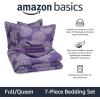 imageAmazon Basics FullQueen Comforter Set with Sheets 7Piece Navy with Grey Plaid Bedding Lightweight Microfiber BedinaBagPurple Floral