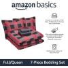 imageAmazon Basics FullQueen Comforter Set with Sheets 7Piece Navy with Grey Plaid Bedding Lightweight Microfiber BedinaBagRed Buffalo Plaid