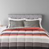 imageAmazon Basics FullQueen Comforter Set with Sheets 7Piece Navy with Grey Plaid Bedding Lightweight Microfiber BedinaBagRed Simple Stripe