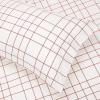 imageAmazon Basics FullQueen Comforter Set with Sheets 7Piece Navy with Grey Plaid Bedding Lightweight Microfiber BedinaBagRed Simple Stripe