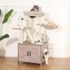 imageAmazon Basics FurnitureStyle Cat Tree with Litter Box Enclosure Scratching Posts Sisal Pad Cozy Perch and Hammock