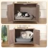 imageAmazon Basics FurnitureStyle Cat Tree with Litter Box Enclosure Scratching Posts Sisal Pad Cozy Perch and Hammock