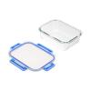 imageAmazon Basics Glass Food Storage Containers with Locking Lids Set of 7 14 pieces including lids BPAFree clear with blue silicone ring14Piece Set