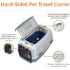 imageAmazon Basics HardSided Dog and Cat Kennel SingleDoor Travel Pet Carrier with Metal Wire Ventilation 236quotL x 157quotW x 130quotH BeigeGray  Blue