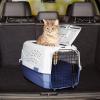imageAmazon Basics HardSided Dog and Cat Kennel SingleDoor Travel Pet Carrier with Metal Wire Ventilation 236quotL x 157quotW x 130quotH BeigeGray  Blue
