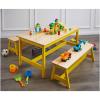 imageAmazon Basics Indoor Kids Table and Bench Set Natural solid pine wood 3 Count Pack of 1 Wood Activity Table for Art Craft Reading LearningNatural