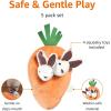 imageAmazon Basics Interactive Hide and Seek Squeaky Dog Plush Toy Rabbit and Carrot Orange and White 5Pack