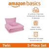 imageAmazon Basics Kids Soft Easy Care Microfiber BedinaBag 5Piece Bedding Set Twin Butterfly FriendsPink