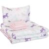 imageAmazon Basics Kids Soft Easy Care Microfiber BedinaBag 5Piece Bedding Set Twin Butterfly FriendsPurple Unicorns