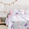 imageAmazon Basics Kids Soft Easy Care Microfiber BedinaBag 5Piece Bedding Set Twin Butterfly FriendsPurple Unicorns