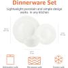 imageAmazon Basics Kitchen Dinnerware Set Microwave and Dishwasher Safe Plates Bowls Service for 6 18Piece White