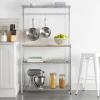imageAmazon Basics Kitchen Storage Bakers Rack with Removable Top ChromeBeige 18quotD x 24quot W x 59quotH14 D x 3583 W x 6331 H