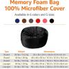 imageAmazon Basics Large Bean Bag Chairs for Adults 6 ft Grey Memory Foam Filled with Solid Microfiber CoverBlack