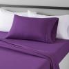 imageAmazon Basics Lightweight Super Soft Easy Care Microfiber 3 Piece Bed Sheet Set with 14Inch Deep Pockets Twin Frosted Lavender Solid 4 PackPlum