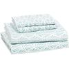 imageAmazon Basics Lightweight Super Soft WrinkleFree Easy Care Microfiber 4Piece Bed Sheet Set with 14Inch Deep Pockets Full Bright White SolidAqua Fern