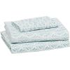 imageAmazon Basics Lightweight Super Soft WrinkleFree Easy Care Microfiber 4Piece Bed Sheet Set with 14Inch Deep Pockets Full Bright White SolidAqua Fern
