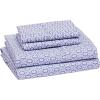 imageAmazon Basics Lightweight Super Soft WrinkleFree Easy Care Microfiber 4Piece Bed Sheet Set with 14Inch Deep Pockets Full Bright White SolidBlue Damask