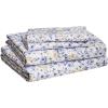 imageAmazon Basics Lightweight Super Soft WrinkleFree Easy Care Microfiber 4Piece Bed Sheet Set with 14Inch Deep Pockets Full Bright White SolidBlue Floral
