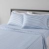 imageAmazon Basics Lightweight Super Soft WrinkleFree Easy Care Microfiber 4Piece Bed Sheet Set with 14Inch Deep Pockets Full Bright White SolidBlue Pinstripe