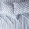 imageAmazon Basics Lightweight Super Soft WrinkleFree Easy Care Microfiber 4Piece Bed Sheet Set with 14Inch Deep Pockets Full Bright White SolidBlue Pinstripe