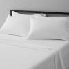 imageAmazon Basics Lightweight Super Soft WrinkleFree Easy Care Microfiber 4Piece Bed Sheet Set with 14Inch Deep Pockets Full Bright White SolidBright White Striped