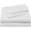 imageAmazon Basics Lightweight Super Soft WrinkleFree Easy Care Microfiber 4Piece Bed Sheet Set with 14Inch Deep Pockets Full Bright White SolidBright White Striped