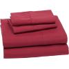 imageAmazon Basics Lightweight Super Soft WrinkleFree Easy Care Microfiber 4Piece Bed Sheet Set with 14Inch Deep Pockets Full Bright White SolidBurgundy